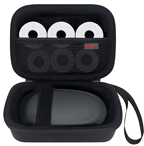 Elonbo Label Maker Case for SUPVAN E10 Mini Bluetooth Label Printer, Extra Interior Mesh Pocket Fits Label Paper Cable, Black. (CASE ONLY! Label Maker not Included)