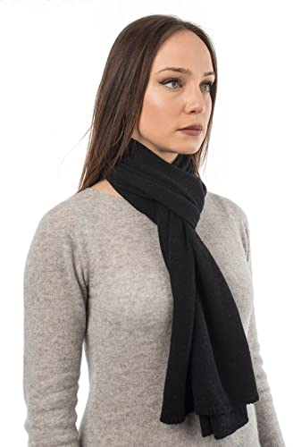 DALLE PIANE CASHMERE - Sciarpa puro cashmere - Made in Italy - Uomo/Donna, Colore: Nero, Taglia unica