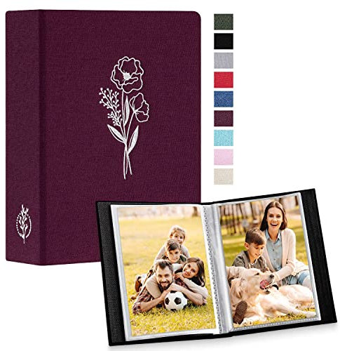 Lanpn Fotoalbum 10x15 50 2 Packungen, Klein Mini Leinen Einstecken Einsteckalbum für Hochformat Fotos Bilder Violett