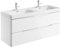 Eaton White Wall Hung Vanity Unit Includes White Double Resin Basin Bathroom Furniture Storage Unit 1200mm