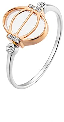 Homxi Anillo Mujer,Anillos Oro Blanco Mujer 18 Kilates Linterna Hueca con Diamante Anillo Mujer Plata Oro Rosa Tamaño 9(49mm)