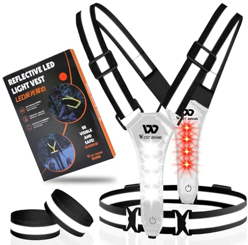 ICOCOPRO LED Warnweste Fahrrad Reflektorweste丨Laufweste Leuchtweste für Damen Herren Kinder丨USB Aufladbar Reflektierende Weste丨Lauflicht Joggen Reflektoren丨Sicherheitsweste