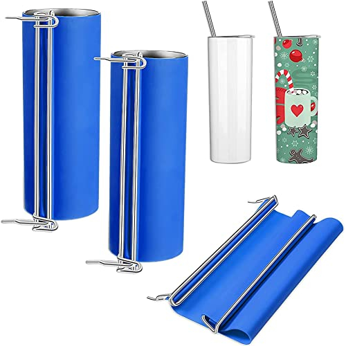 LAUDS 2Pcs 20 Silicone Tumbler Wrap Sublimation Silicone Bands Tumbler Mug Press for Tumblers Printing Sublimation Blue