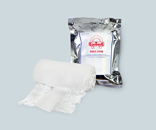 EQUIZink Kühlbandage für Pferde 10 cm x 10 m | Dehnbarer Zink-Gel Verband Kühlgemasche Kühlendes Zinkverband zur Erholung nach Verletzung