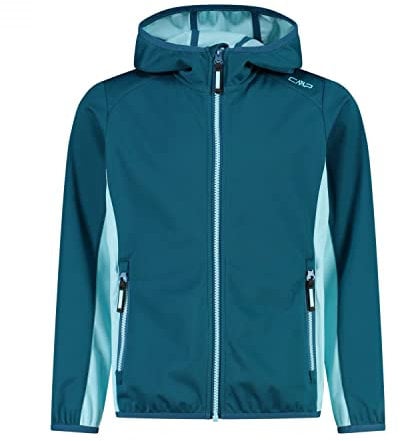 CMP - Chaqueta softshell ligera para niños con capucha fija, Agua profunda del lago, 116