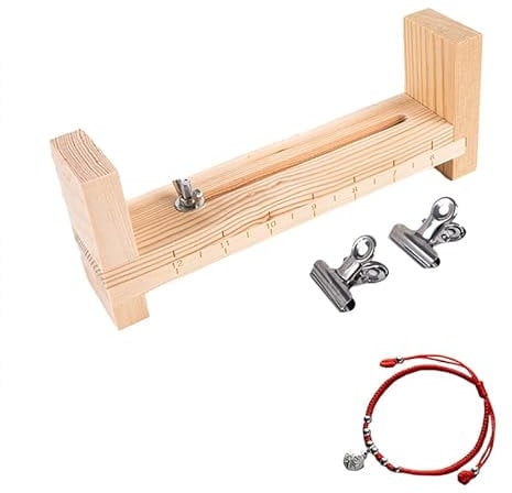 Wooden Jig Bracelet Maker with Two Clips Adjustable Length Paracord Bracelet Maker Braiding Tool Kit Bracelet Making Kit for DIY Wristband Rope Knot Braided Fixing Tools