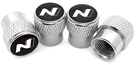 CREEST 4 Stück Auto Ventilkappen Reifen Luftkappen Staubschutz, für Hyundai N Line i20 i30 Sonata Tucson Azera Elantra Veloster Kona NLine Zubehör,B