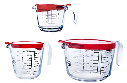 NOOFIE Tasse à mesurer en Verre avec coquetier battu gradué Four Lait Micro-ondable Durable (250 ML + 500 ML + 1000 ML)