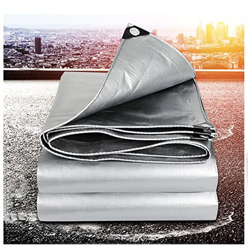 Lona Plata,Lonas Impermeables Exterior con Ojales,160 g/m² Lona Protectora para Camping,para Terrazas Muebles Jardín Piscina Coche,Duradera Resistente a Los Rayos UV,4x6m/13.12x19.68ft