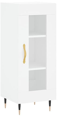 vidaXL Sideboard, Kommode mit viel Stauraum, Beistellschrank Anrichte für Wohnzimmer, Schrank Mehrzweckschrank Glas-Tür, Modern, Weiß Holzwerkstoff