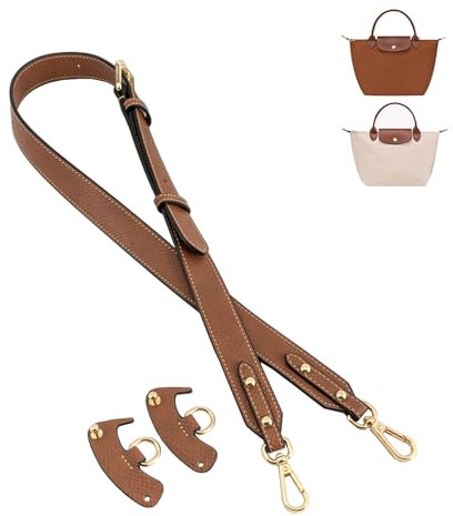SONGKISSZQ Vachetta Ersatz-Umhängetaschengurt aus Leder, verstellbar, für Longchamps-Taschen, Breite 2,4 cm, hilft Stress abzubauen (Braun-01)