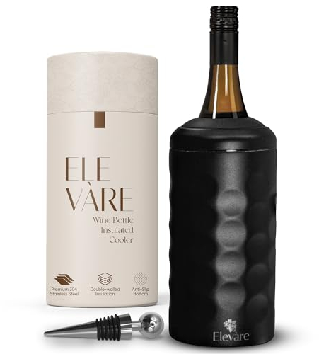 Elevàre Wine Cooler with Stopper | Up to 6-Hours Chill | Double-Walled Stainless Steel | Premium Gift-Ready Cooler for Wine & Champagne Lovers