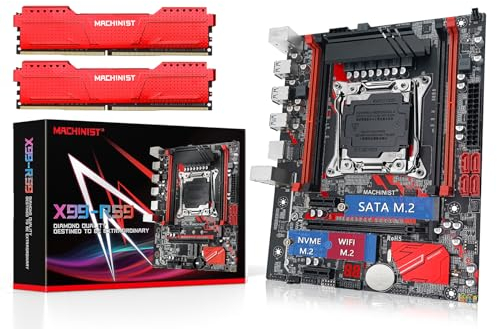 MACHINIST Scheda madre X99 + (2x16GB) 32GB DDR4 RAM, LGA 2011-V3 Server Motherboard con 2133MHz (PC4-2133) CL15 DIMM Non-ECC 1.2V Desktop Memory (PCIe 3.0, Dual M.2, 4 canali DDR4) per E5 V3/V4 RS9