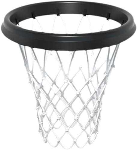Tragbares Basketballnetz, Ersatz-Basketballnetz, tragbarer Basketball-Netzrahmen, einfach zu installieren, Wurf- und Befestigungssystem für randlose Reifen (Schwarz/Weiß)