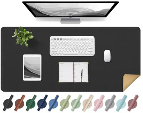 Leder-Schreibtischunterlage, Rutschfeste Große Mausunterlage, Computer- und Laptop-Matte, Schreibtisch-Schreibtischmatte für das Schreiben, Schreibtisch-Blotter-Pads Dekor (Schwarz, 80x40CM)
