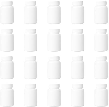 GYOTUU 20pcs White Pill Bottles, Plastic Empty Bottles, Tablet Bottle, Powder Sample Storage, Capsule Small Bottle, Solid Medicine Bottle, Tablet Dispenser Bottle, Pill Dispenser Organizer