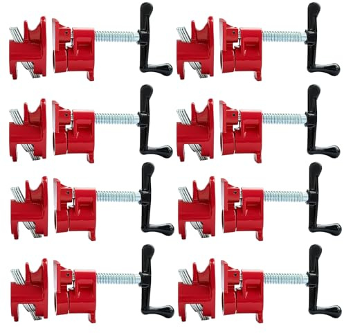 IVWNNN Abrazaderas de tubería de hierro fundido de 3/4 pulgadas para carpintería, abrazaderas de barra de liberación rápida para carpintería, mejoras del hogar (8, rojo)