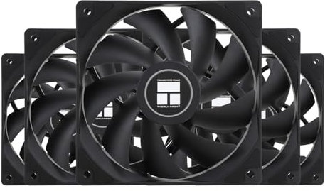 Thermalright TL-C12C X5 CPU Air Fan, 120mm Case Cooler, PWM Silent Computer Cooler with 1550RPM Speed Cooling Fan,5-Packs(120mm,Black)