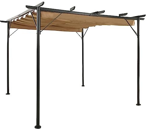 Home & Garden Pergola avec toit rétractable Taupe 3x3 m Acier 180 g/m²