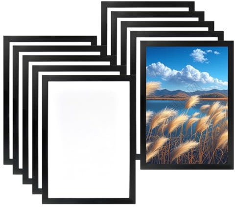 EMNIMQ 10 Stück Magnetrahmen A4, selbstklebend mit Magnetverschluss, Diamantmalrahmen, selbstklebender Magnetrahmen A4, aufklappbarer Bilderrahmen für Wanddeko