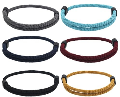 UEAVOID 6 Pezzi Braccialetto Surf Fatto a Mano Corda Nautica Regolabile per Uomo e Donna Bracciale Intrecciato