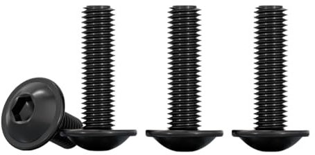 Drenky M4 Screws, Flanged Button Head Screw 50 Pack M4 X 20mm Black Bolts 304 Stainless Steel Bolts Hexagon Socket Pan Head Fully Thread, Rustproof