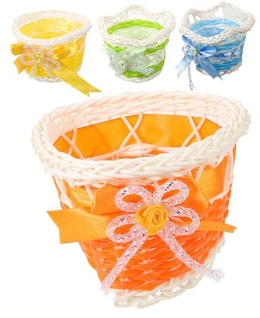 VOSAREA 4 Stück Rattan Korb Pflanzen Präsentationskorb Innen Blumentopf Korb Deko Pflanzentöpfe Pflanztöpfe Innentöpfe Für Pflanzen Mini Rattan Korb Flechtkorb Kunststoff