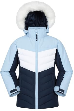 Mountain Warehouse Arctic Gepolsterte Kinder-Skijacke -wasserabweisend, atmungsaktiv, integrierter Schneefang, Mikrofaser-Isolierung, Kunstfell, winter