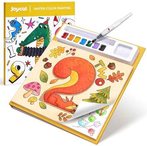 JoyCat Paint with Water Coloring Books for Toddlers (Light Yellow) | Watercolor Painting Set for Kids Ages 3-5 & 4-8, Arts & Crafts Drawing Activity Travel Toy, Birthday Gifts for Boys & Girls