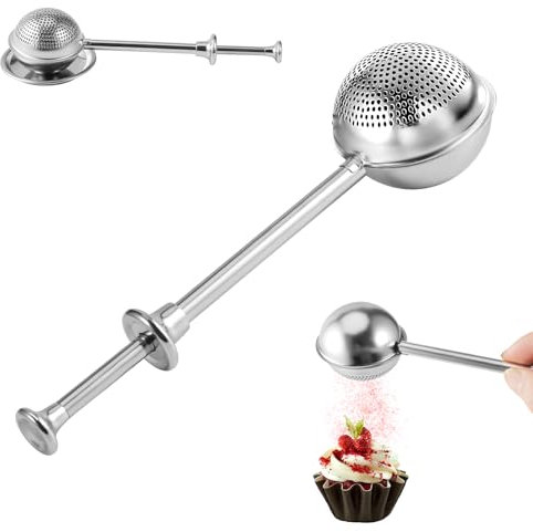 Vriysei Spolverino per farina, 1 setaccio per farina per cuocere lo zucchero a velo, in acciaio inossidabile 304, spruzzatore e strumenti, spezie e filtri per tè (1)