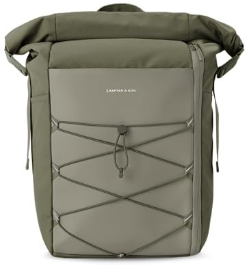 Kapten & Son Rucksack Yoho Forest Green 24-30 L | Rolltop Rucksack Damen & Herren Grün | Handgepäckrucksack mit 14 Zoll Laptopfach & seitlicher Öffnung | Backpack ideal für Reisen, Uni, Arbeit, Sport