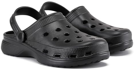 VIVASHOES Women’s Classic Clogs – Lightweight Waterproof Slip-On Shoes with Breathable Design & Strap – Comfortable Everyday Garden, Beach & Home Footwear – True to Size Good for Wide Fit – Black 5