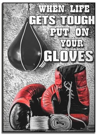 Handschuhe Wenn Das Leben Hart Wird Boxposter, Boxhandschuhe Poster, Boxtrainer Geschenk, Kickbox Poster, Boxclub Poster 60X90Cm Kein Rahmen