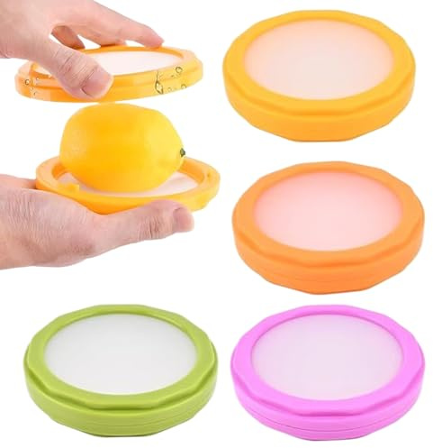 Silicone Vegetable Covers,Vegetable Covers for Fridge - 4X Reusable Leak-Proof Space-Saving Onion Keeper for Salad Prep Kitchen Food Lemon Lunch Packing