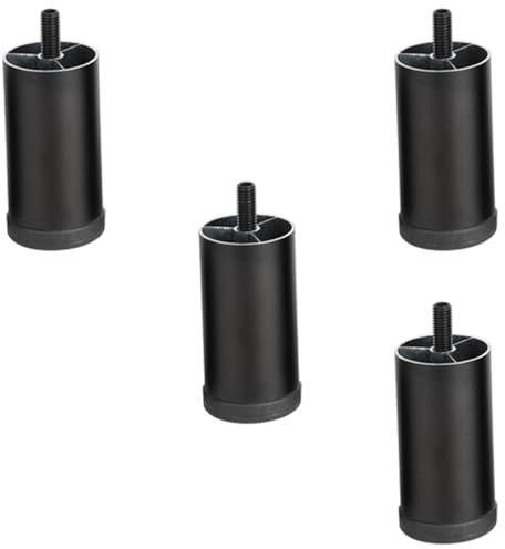 Tischfüße Schwarz, 4 Stück Tischfüße Verstellbar Tischbeine Rund Möbelfüße Aluminiumlegierung | Eloxierte Oberfläche Möbelfüsse Optionale Höhe: 6-40cm Sockelfüße Tischfuß Stützfüße Couchtisch 6cm/2.4