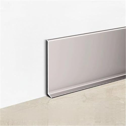 zócalos Rodapié metálico autoadhesivo para fábricas/laboratorios, moldura decorativa de aluminio para zócalos impermeable, rodapié metálico(Light Gray,1 pc x H 8cm/3.1in)