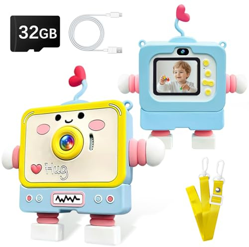 Kinderkamera, 1080P Kinder Kamera mit 2,0 Bildschirm & 32GB-Karte, Digitalkamera Kinder & Selfie-Videokamera, Geschenke für Geburtstag Weihnachten, Spielzeug für 3-12 Mädchen Jungen