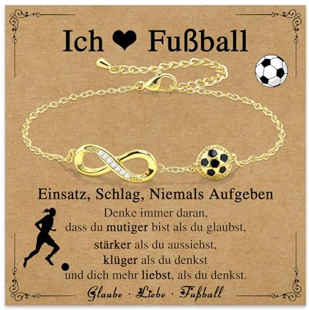 Fußball-Unendlichkeitsarmbänder für Mädchen Damen,14 Karat vergoldet Sport-Accessoires Geburtstags- und Weihnachts für Fußballfans Frauen Teenager Mädchen Mama