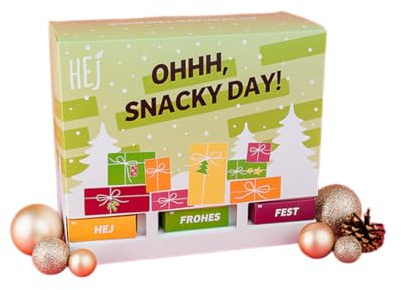 HEJ Adventskalender 2025 – Bewusster Snack Adventskalender mit Proteinriegeln & Bio-Snacks – Vegane & vegetarische Auswahl – Ohne künstliche Zusätze – Optimales Geschenk für Fitness & Genussfans