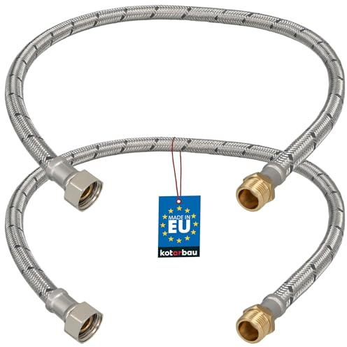 KOTARBAU® Flexschlauch 3/8 x 3/8, Wasserschlauch 60 cm, Panzerschlauch | 2er Set, Außengewinde x Innengewinde, Anschlussschlauch für Armatur, Schlauch Für Wasserhahn, Edelstahlummantelt