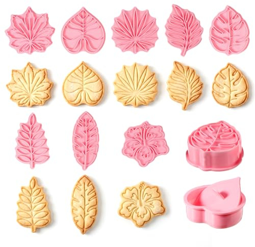 8 Pcs Leaf Cookie Cutters, 3D Monstera Leafage Cookie Stamps Summer Biscuit Cutters Molds for Cupcake Pancake Pie Pastry Fruit Sandwich