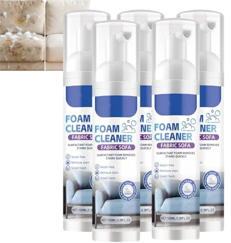 Fabric Sofa Foam Cleaner, Upholstery Dry Cleaning Foam No-Rinse Fabric Cleaner, Mousse Reiniger Suitable Variety Of Sofa Materials, Deep Cleaning Upholstery, Restoration tissu Nettoyeur (5pcs)