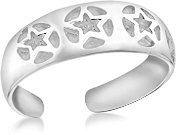 Tuscany Silver Damen Zehenring Sterling Silber Stern Gemustert