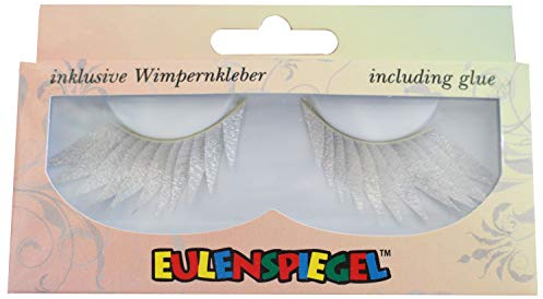Eulenspiegel 000830 - Künstliche Wimpern, Silber metallic, lang, 1 ml Spezial-Wimpernkleber, Anleitung, für Karneval, Mottoparty