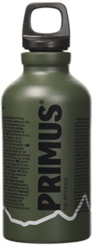 Primus Fuel Bottle 0.35 L - Green - Aluminum - Standard Threads - Liquid Fuel Bottle for Liquid Fuel Camping Stove