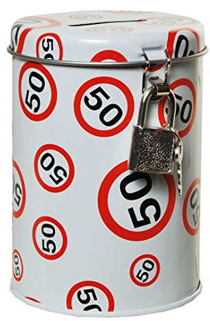 Spardose Jahreszahl mit Schloss zum 50. Geburtstag