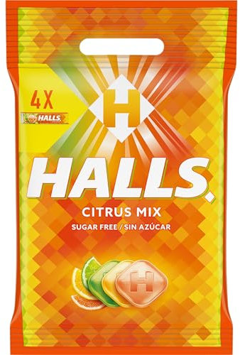 Halls Cítricos Mix Caramelos Duros Sabor Cítrico, 4 x 32g