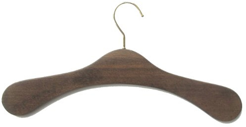 Hagspiel Kleiderbügel aus Holz, 5 Stk. Garderobenbügel aus Buchenholz, Nußbraun dunkel gebeizt, vermessingter Haken, Made in Austria