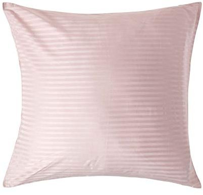 HOMESCAPES Dusky Pink Pure Egyptian Cotton Euro Size Pillowcase 80 x 80 cm 330 TC 500 Thread Count Percale Equivalent Satin Stripe Pillow Case with Zip