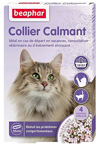 BEAPHAR NO Stress Baldrian Katzenhalsband, beruhigend, reduziert Stress und Verhaltensprobleme ohne Abhängigkeit oder Schläfrigkeit, 1 Halsband, 35 cm, 4 Wochen